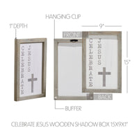 Celebrate Jesus Wooden Shadow Box Frame 15x9x1 - The Fox Decor