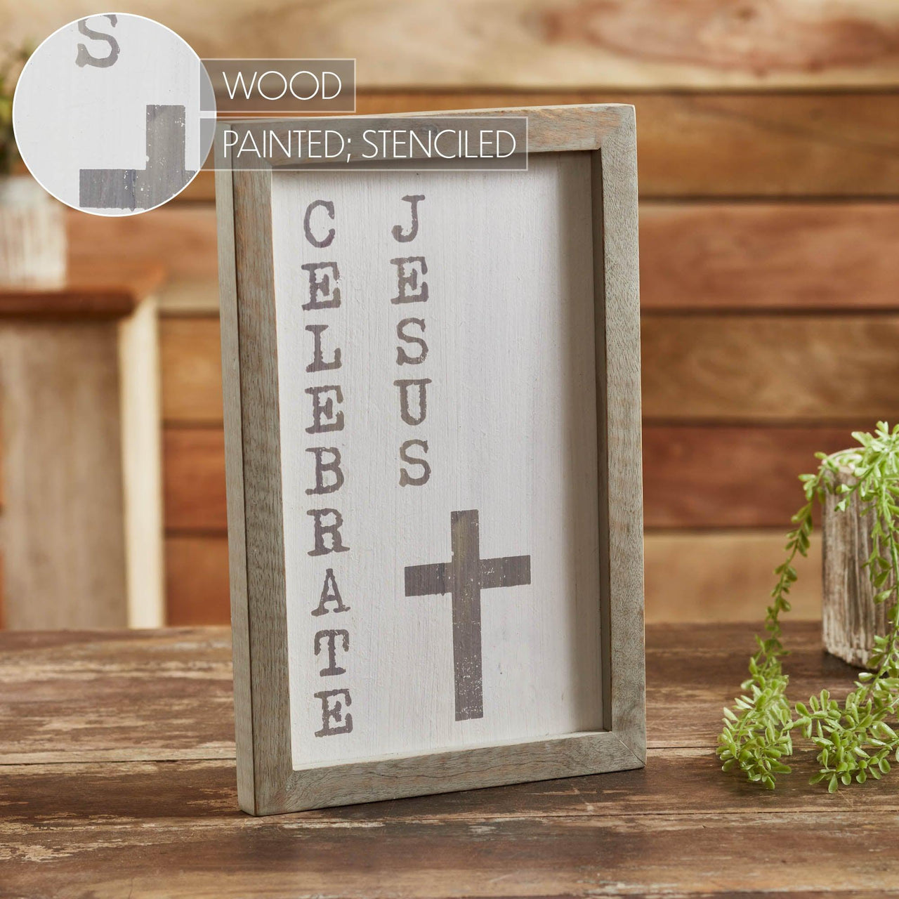 Celebrate Jesus Wooden Shadow Box Frame 15x9x1 - The Fox Decor