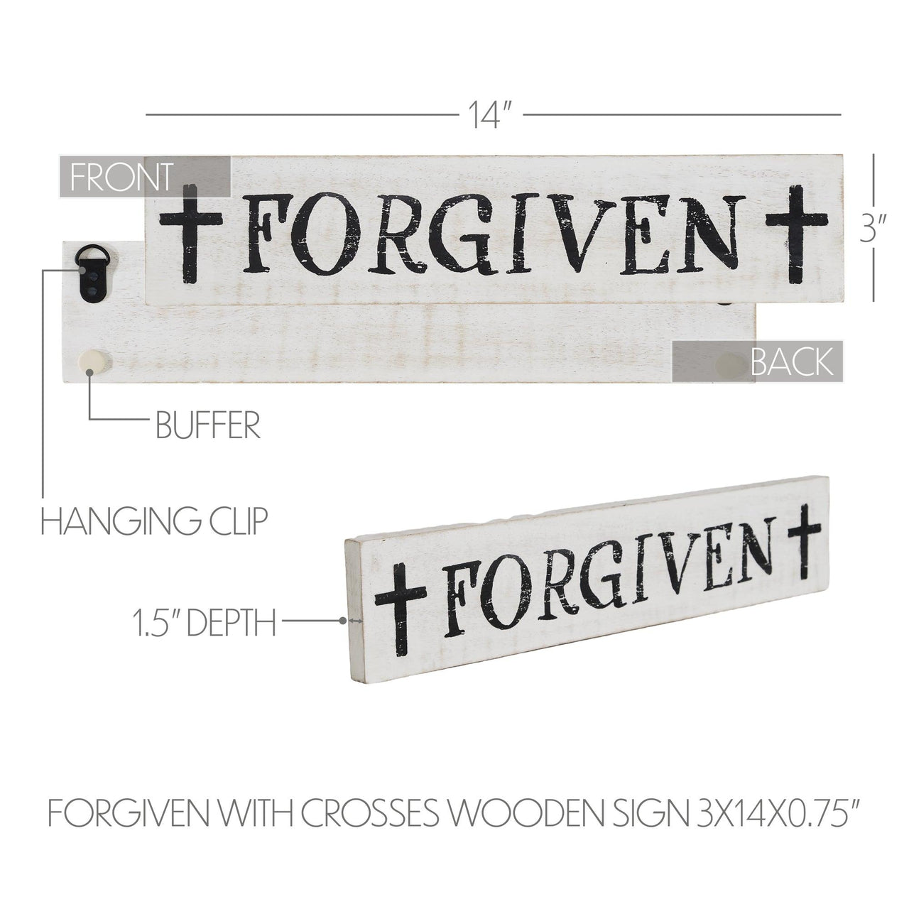 Forgiven with Crosses Wooden Sign 3x14 - The Fox Decor