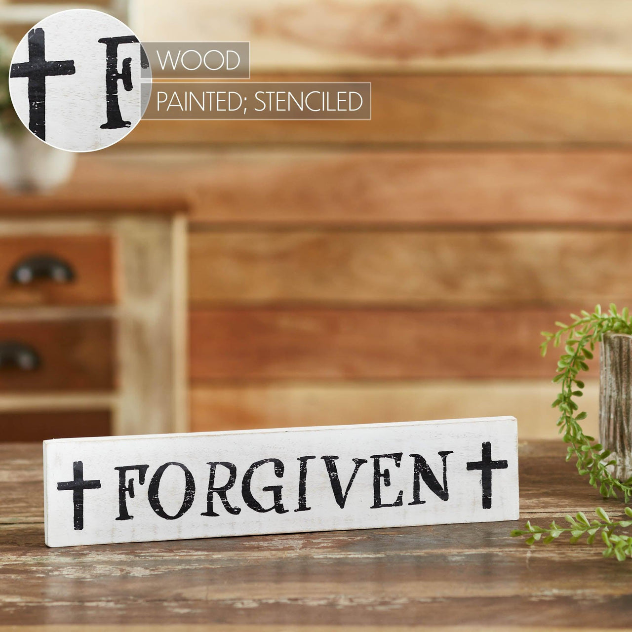 Forgiven with Crosses Wooden Sign 3x14 - The Fox Decor