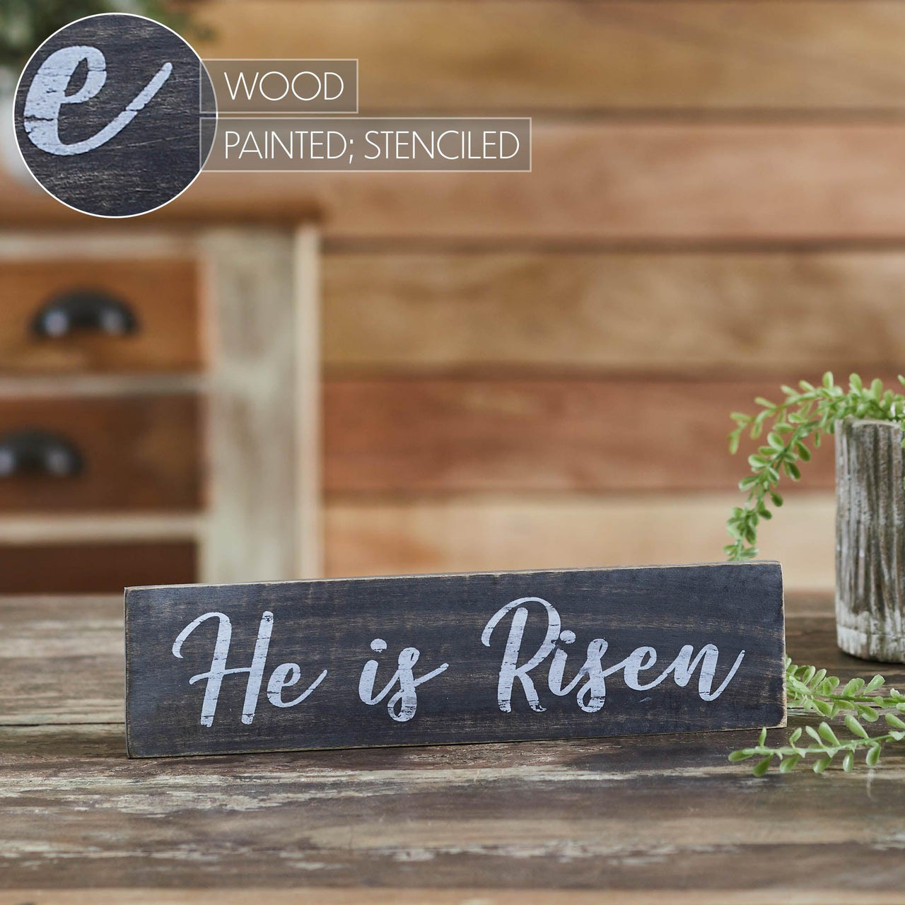 He Is Risen Wooden Sign 3x12 - The Fox Decor