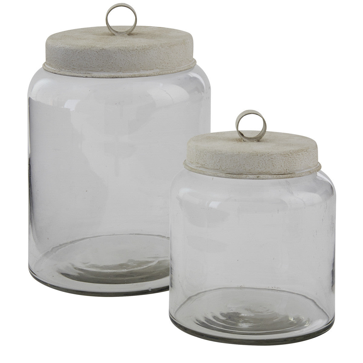 Grey Glass Decorative Jar Set Of 2