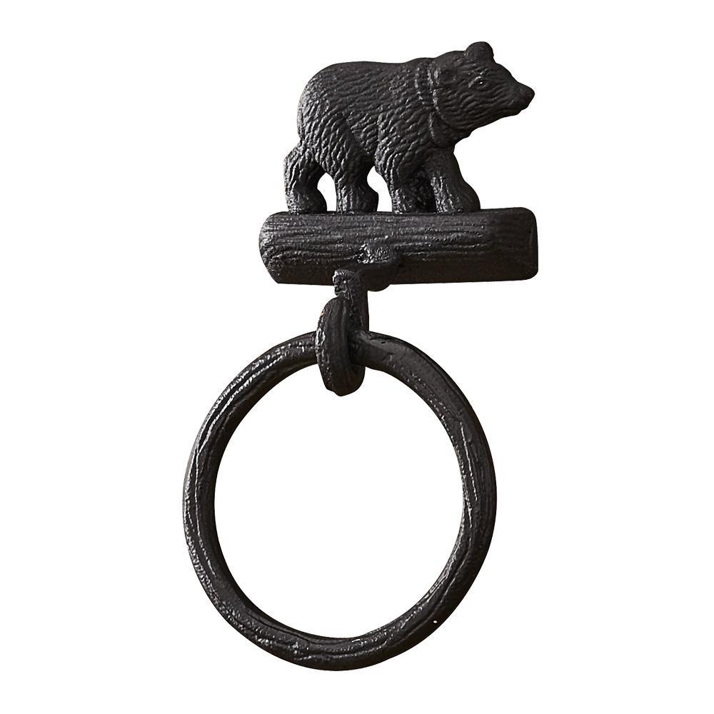 Cast Black Bear Towel Ring Hook - Park Designs - The Fox Decor
