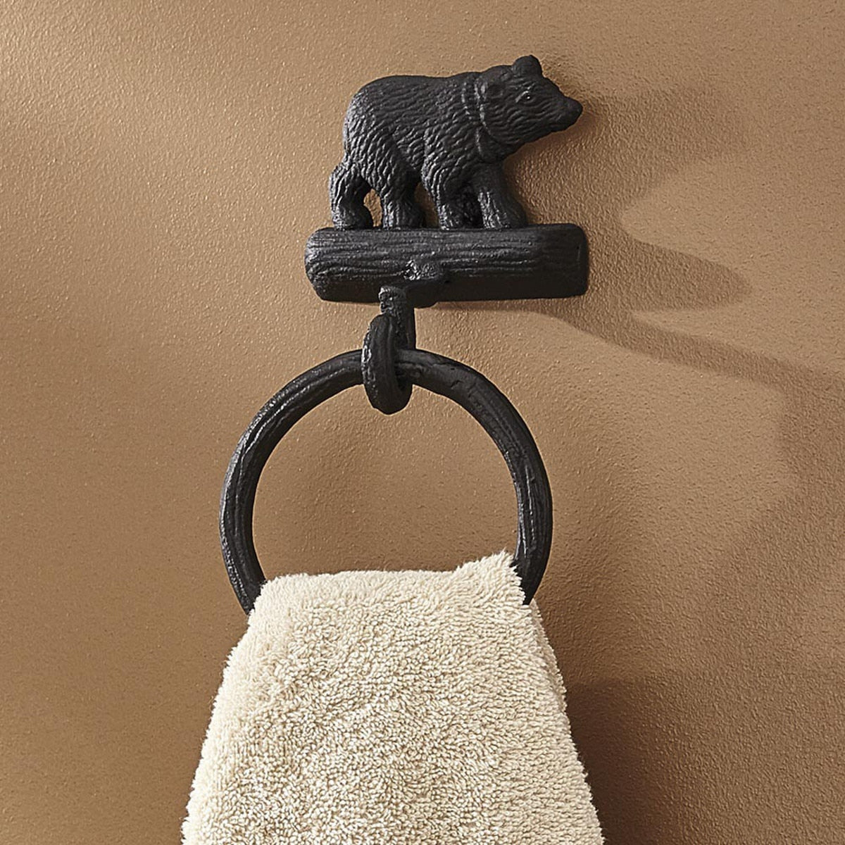 Cast Black Bear Towel Ring Hook - Park Designs