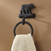 Cast Black Bear Towel Ring Hook - Park Designs