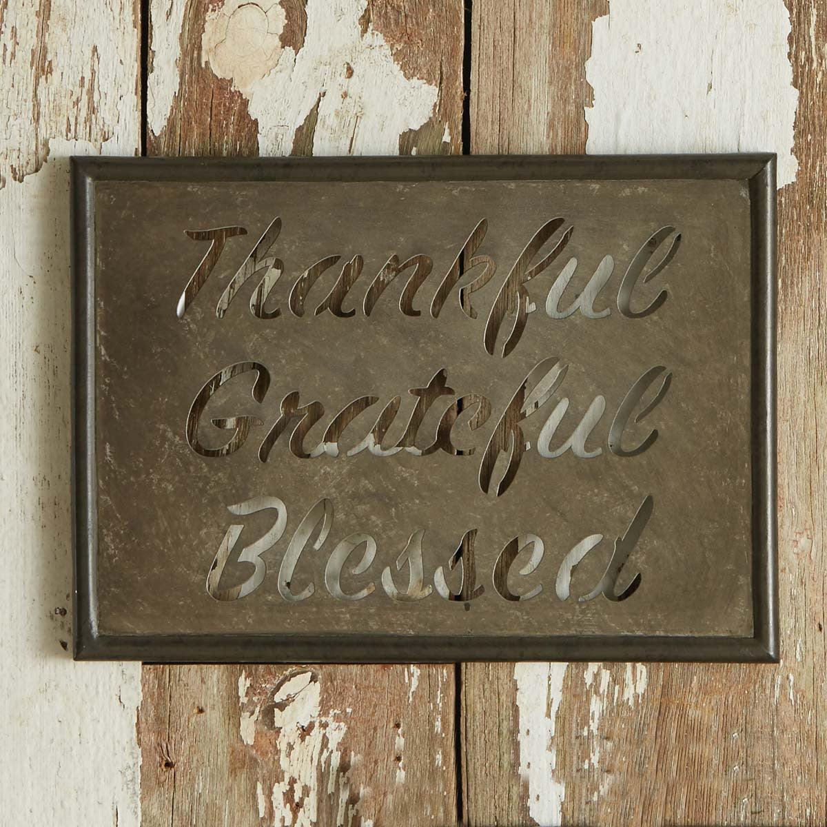 Thankful Grateful Galvanized Sign Park Designs - The Fox Decor