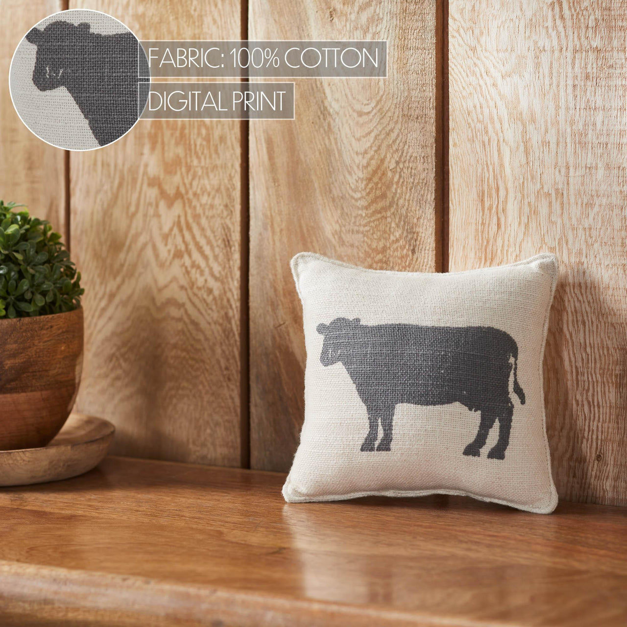 Finders Keepers Cow Silhouette Pillow 6x6 - The Fox Decor