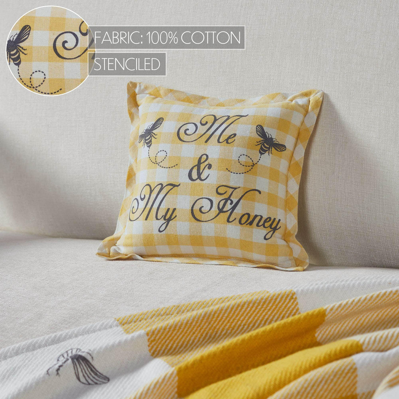 Buzzy Bees Me & My Honey Pillow 9x9 - The Fox Decor