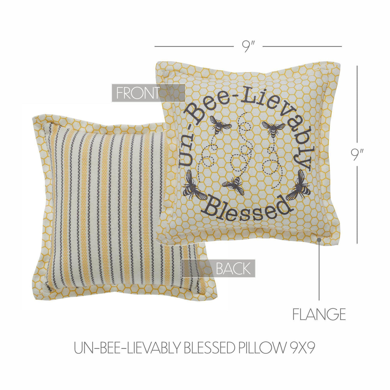 Buzzy Bees Un-Bee-Lievably Blessed Pillow 9x9 - The Fox Decor