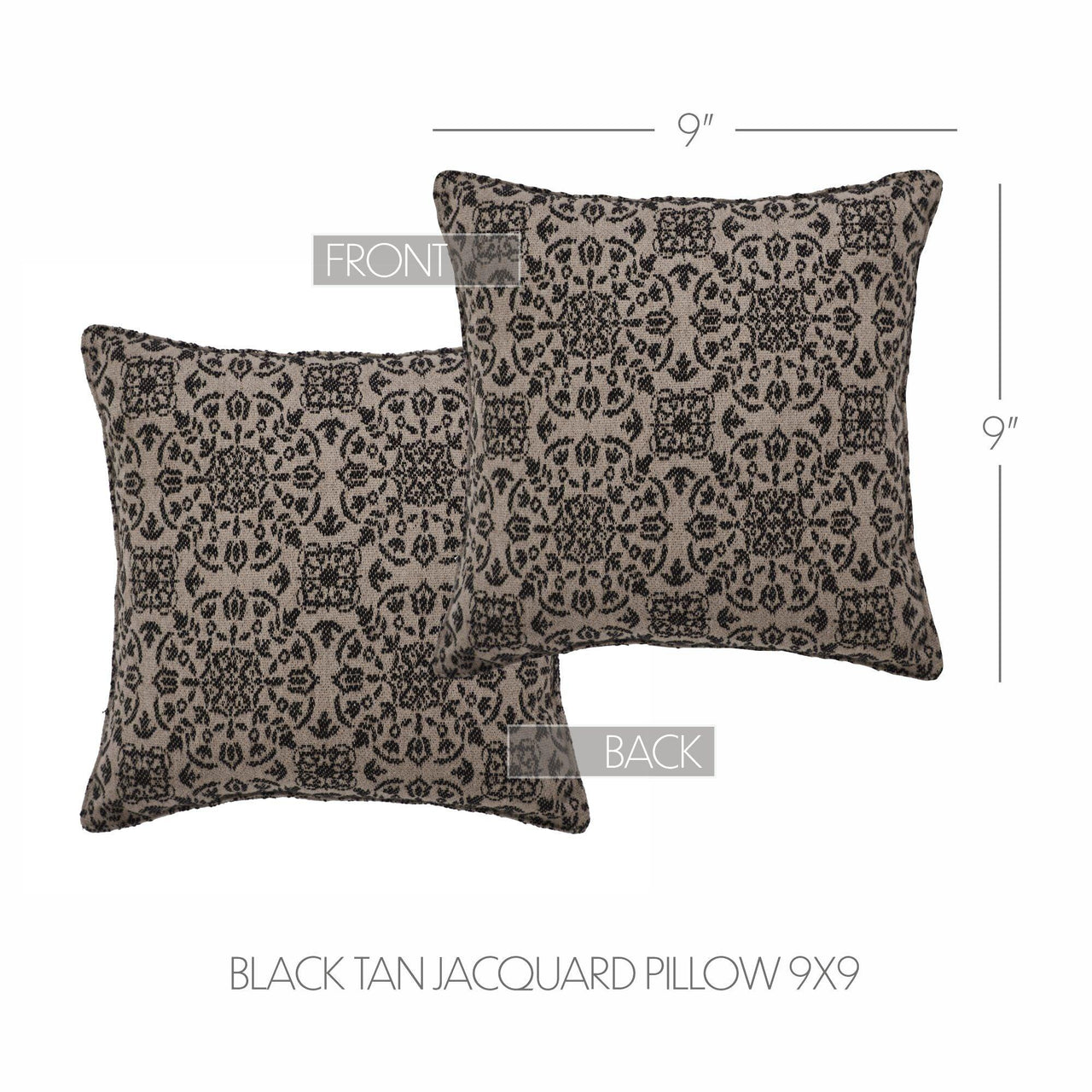 Custom House Black Tan Jacquard Pillow 9x9 - The Fox Decor