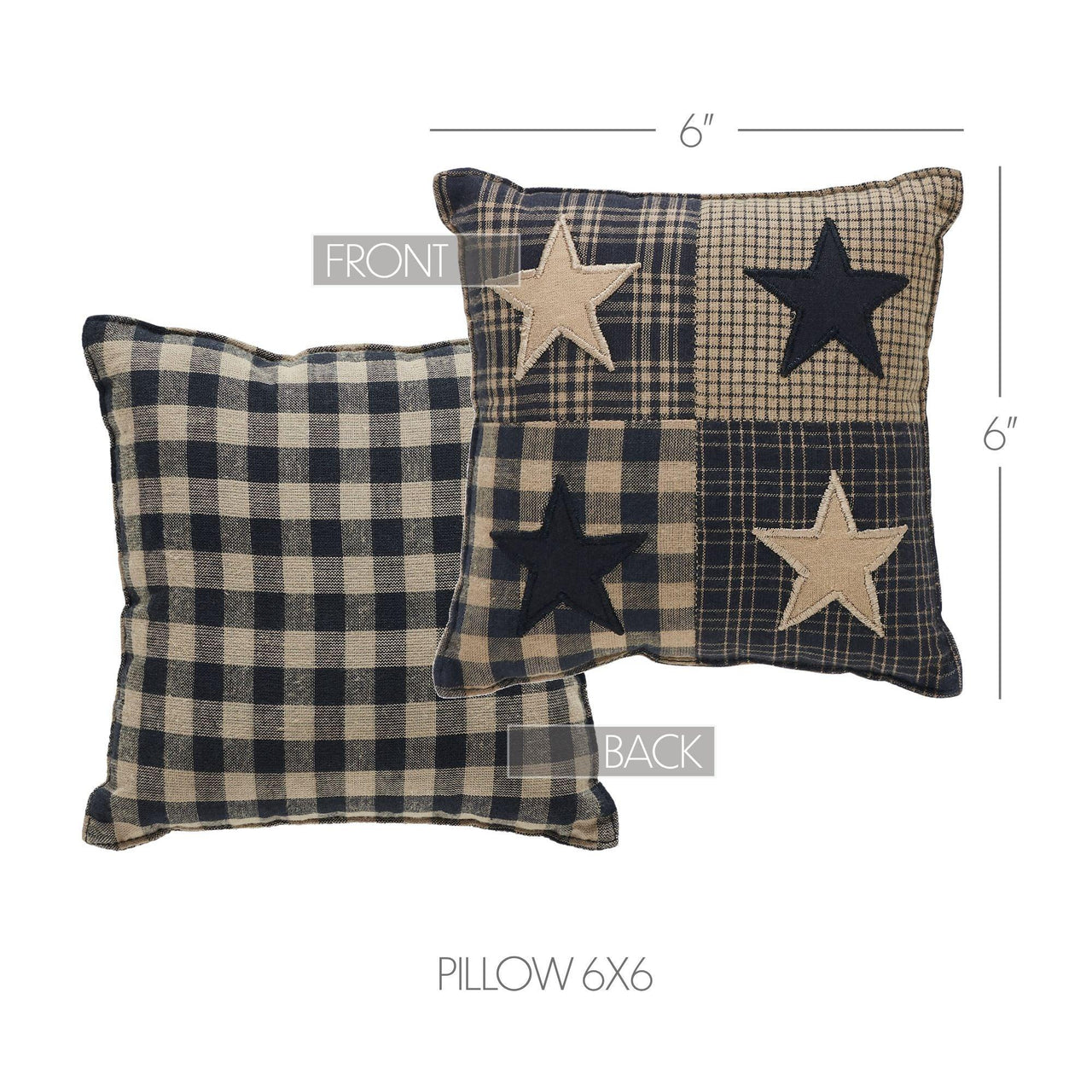 Black Check Star Pillow 6x6 - The Fox Decor