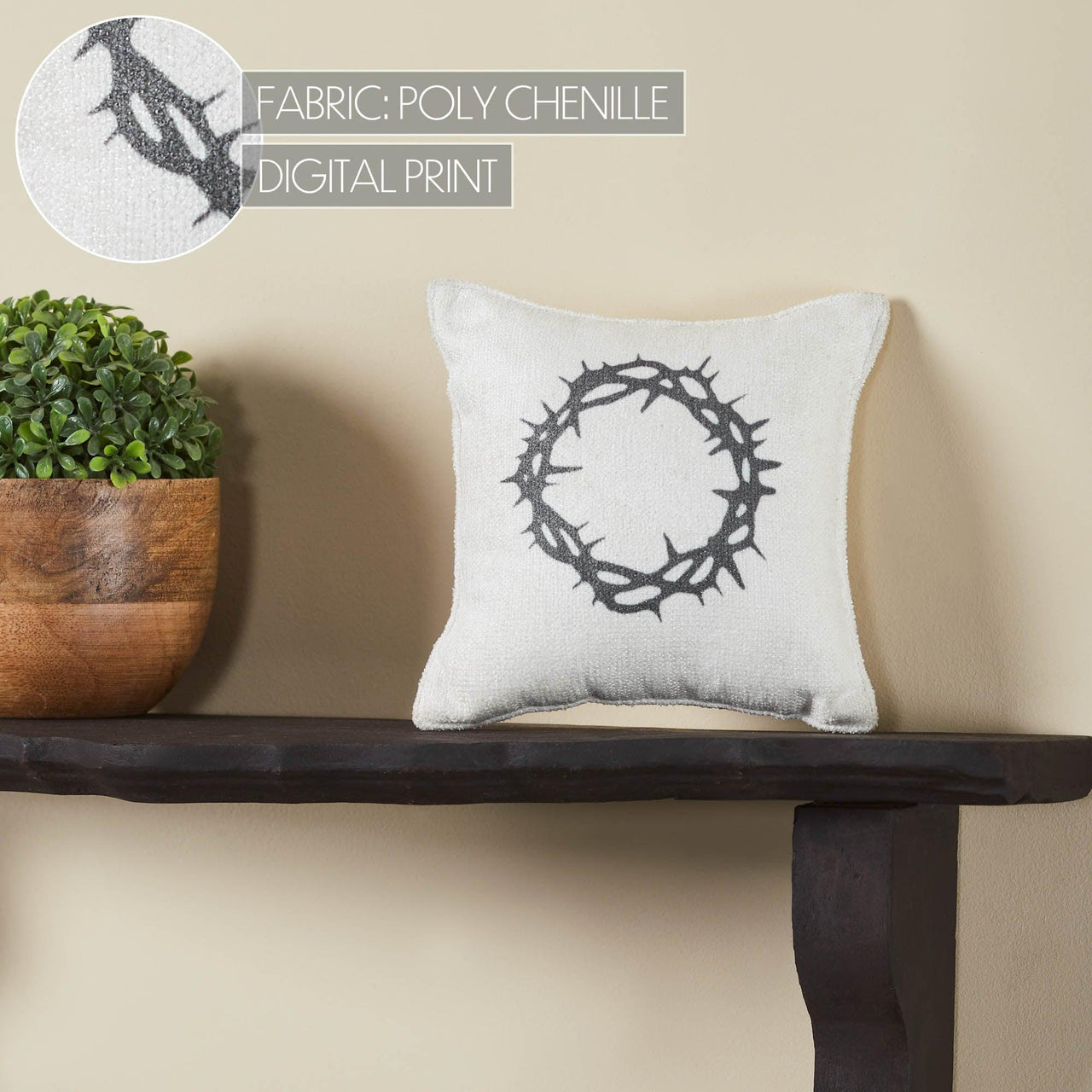 Risen Crown of Thorns Pillow 6x6 - The Fox Decor