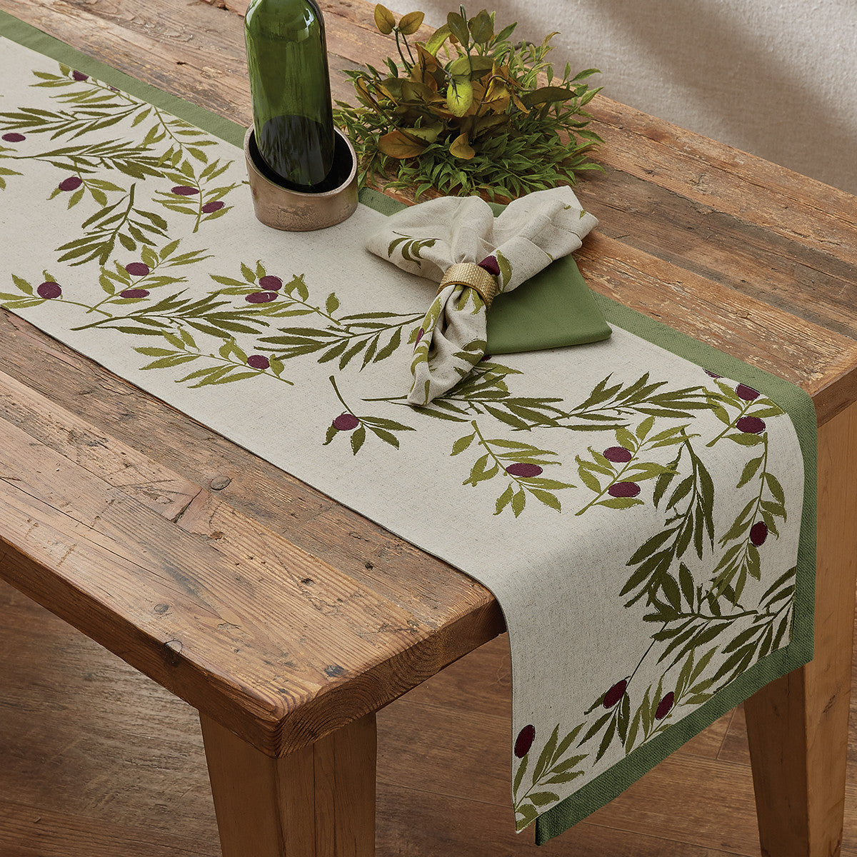 Olives Printed Table Runner - 90"L Park Designs - The Fox Decor