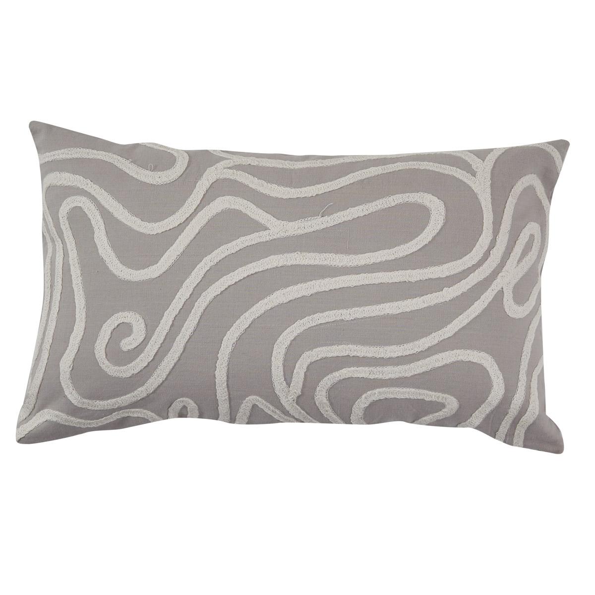 Swirl Embroidered Pillow Cover - 12" x 20" - The Fox Decor