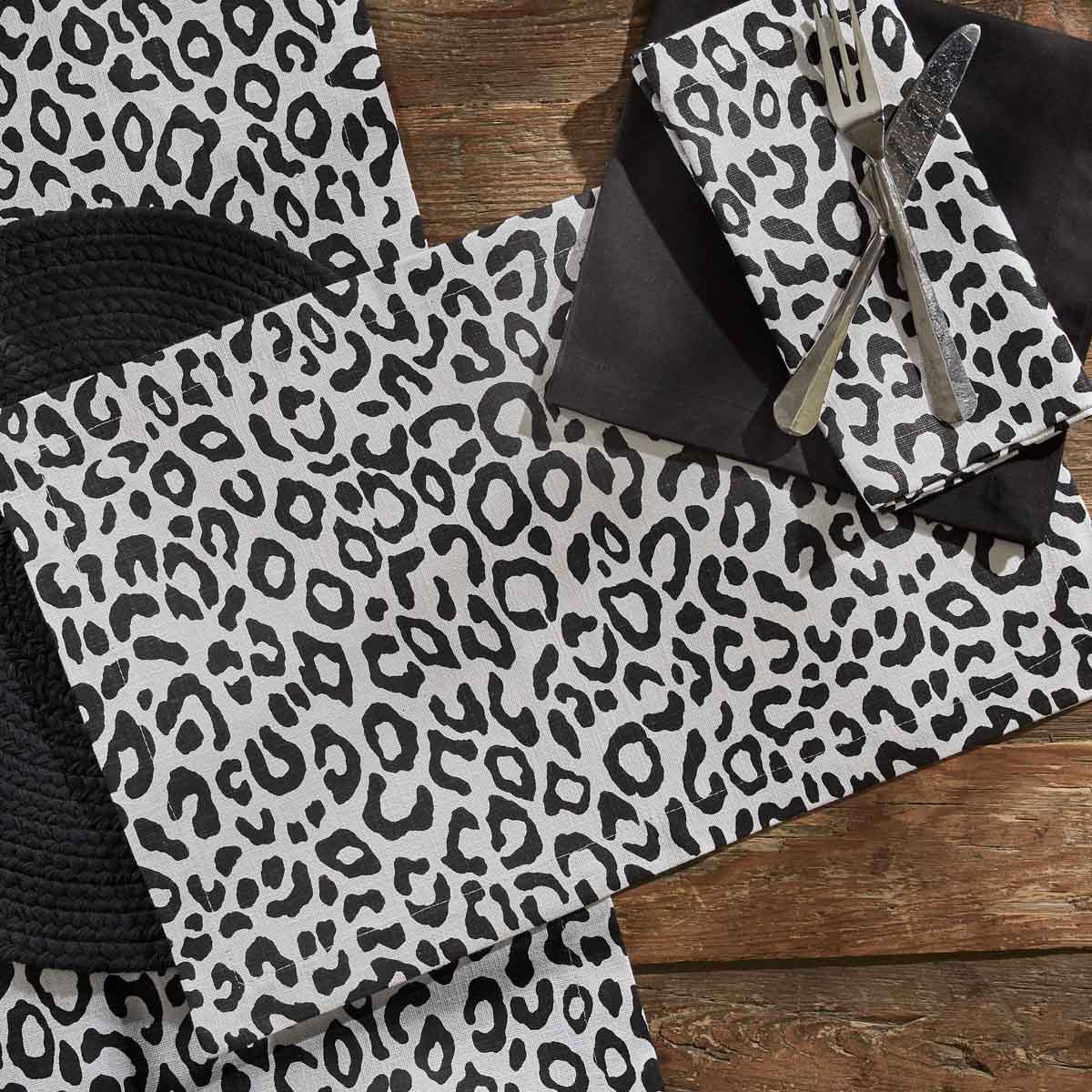 Safari Leopard Printed Napkin - Black Set of 4 Park Designs - The Fox Decor