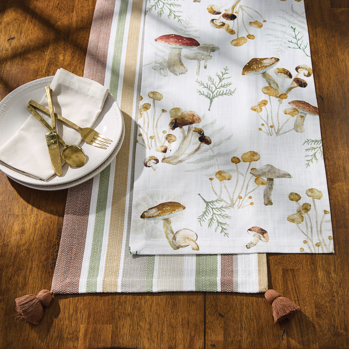 Wild Mushrooms Table Runner 72"L Set of 2 Park Designs - The Fox Decor