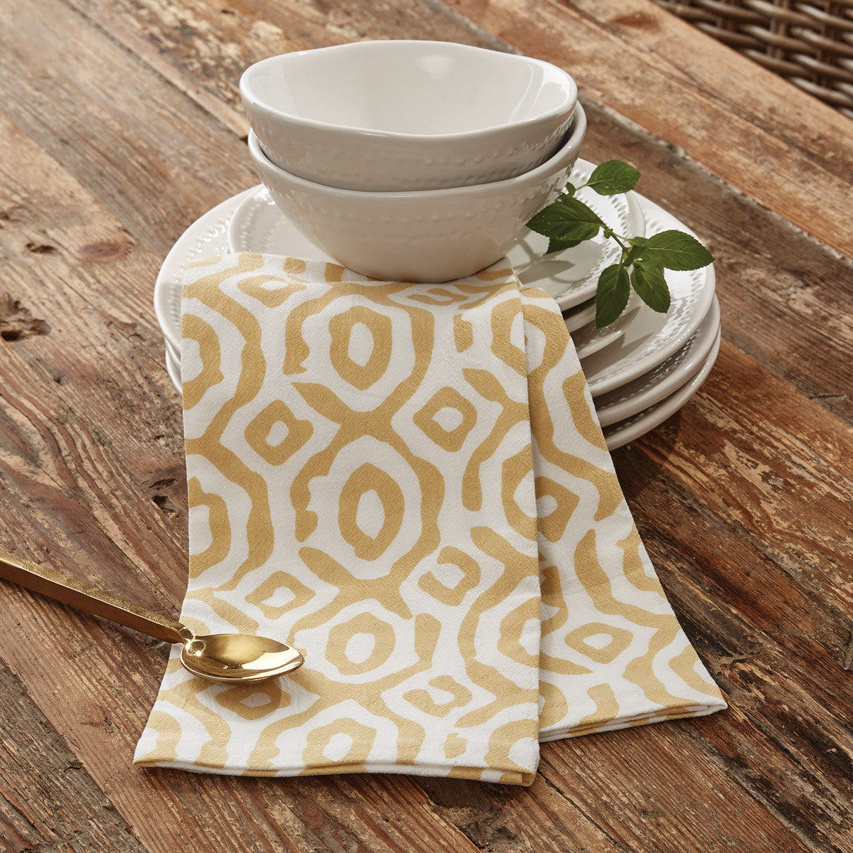 Golden Geo Dishtowel Set of 2 Park Designs - The Fox Decor