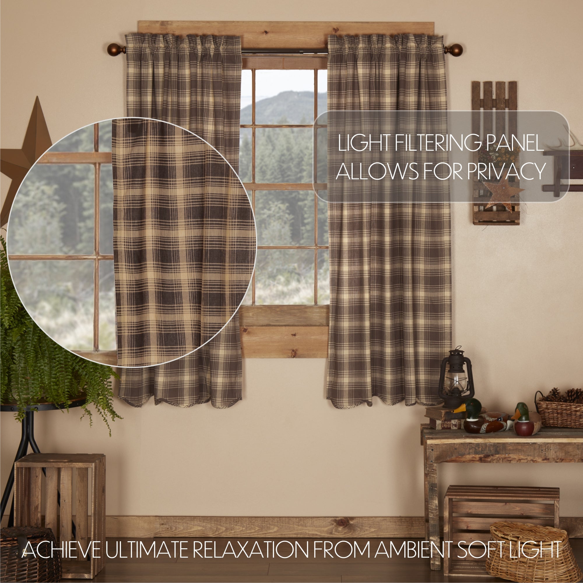 Dawson Star Scalloped Short Panel Curtain Set of 2 63