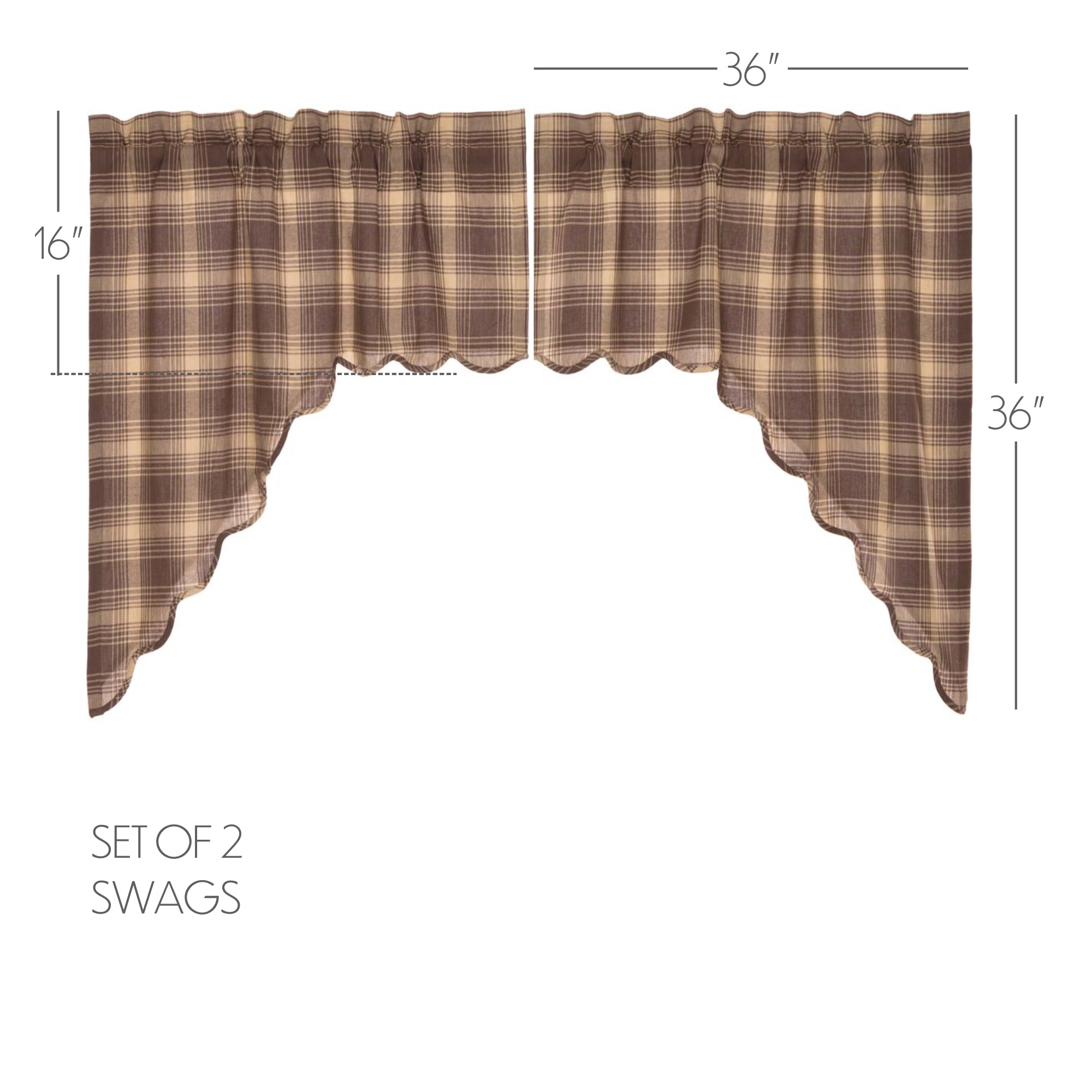 Dawson Star Scalloped Swag Curtain Set of 2 36x36x16 VHC Brands