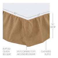Burlap Natural Ruffled Queen Bed Skirt 60x80x16 - The Fox Decor