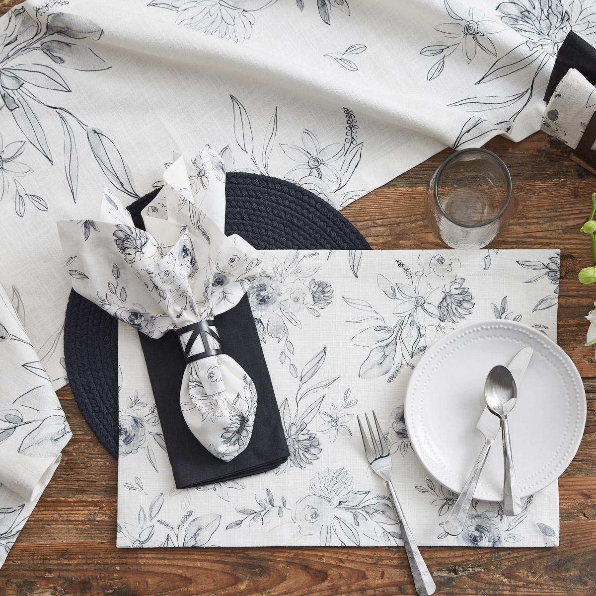Midnight Floral Napkin - The Fox Decor