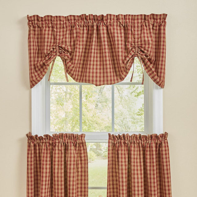 Sturbridge Wine Plaid Valance - Farmhouse 60x20 Park designs - The Fox Decor