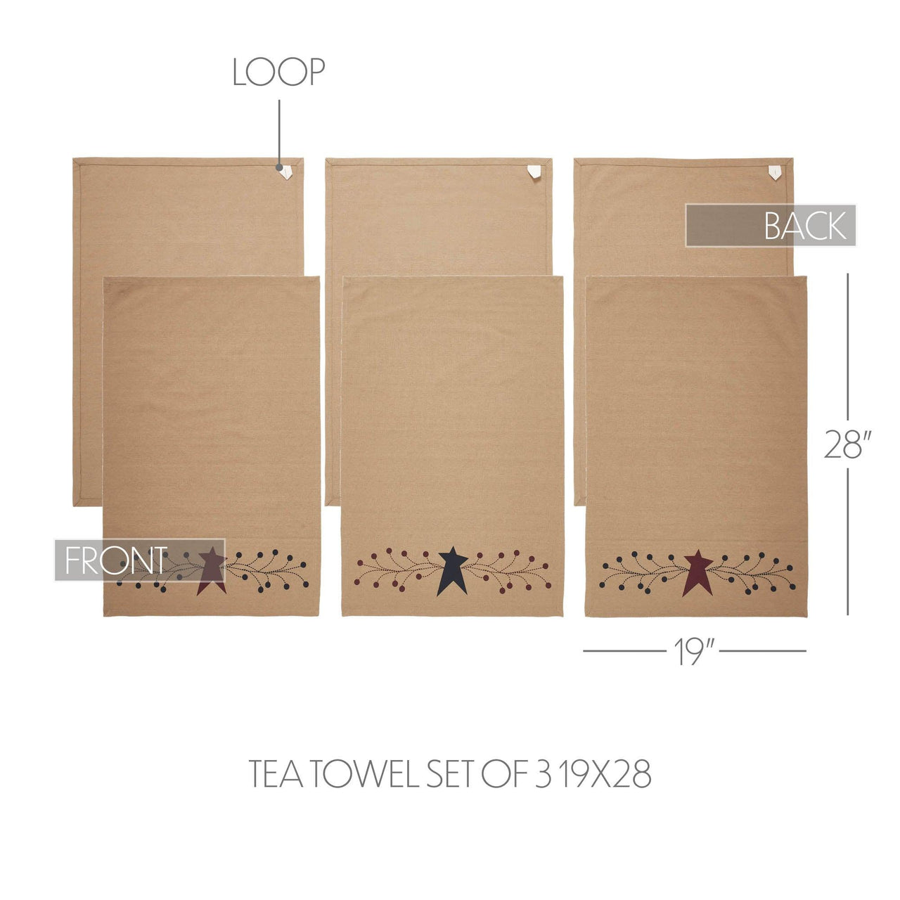 Pip Vinestar Tea Towel Set of 3 19x28 - The Fox Decor