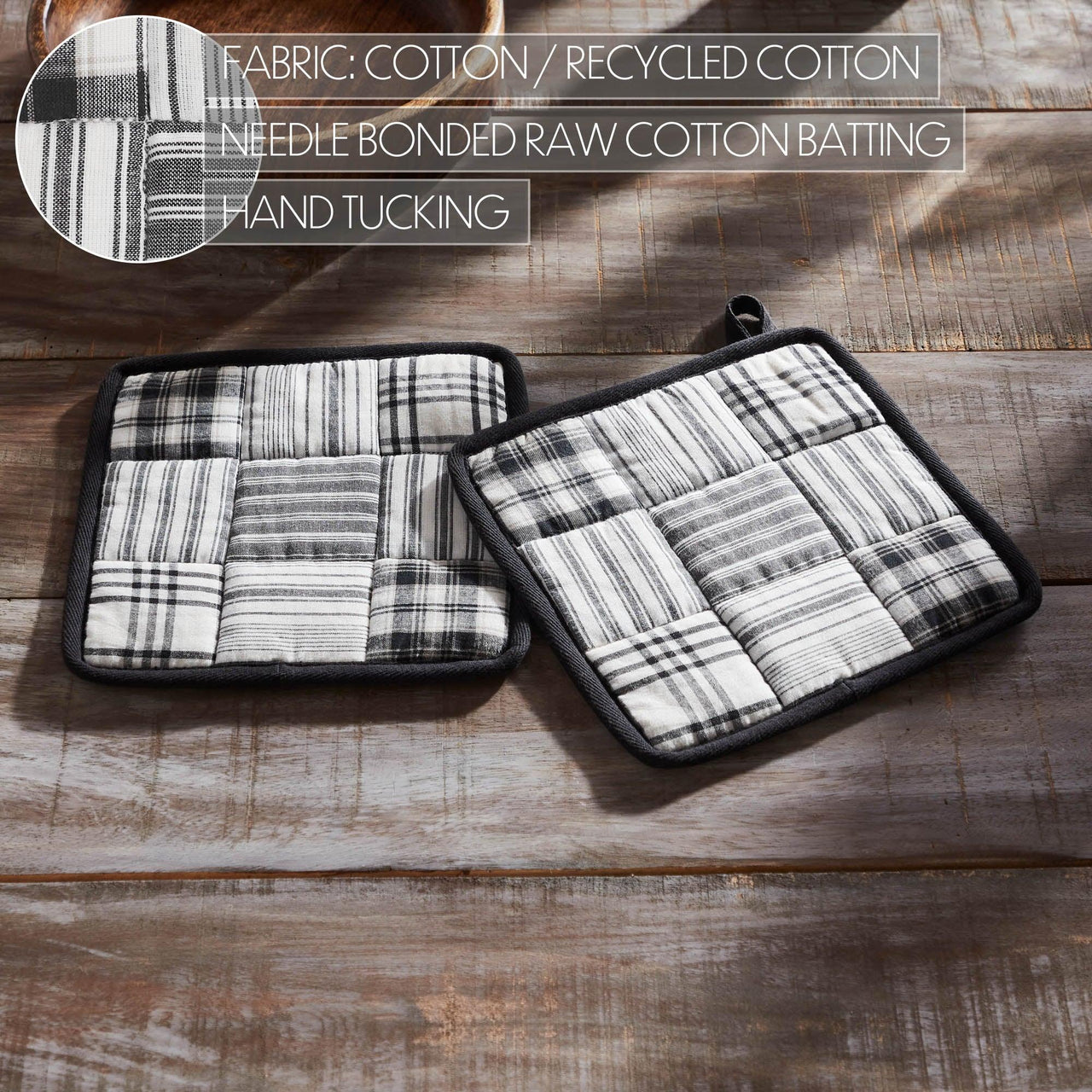 Sawyer Mill Black Pot Holder Set of 2 8x8 - The Fox Decor