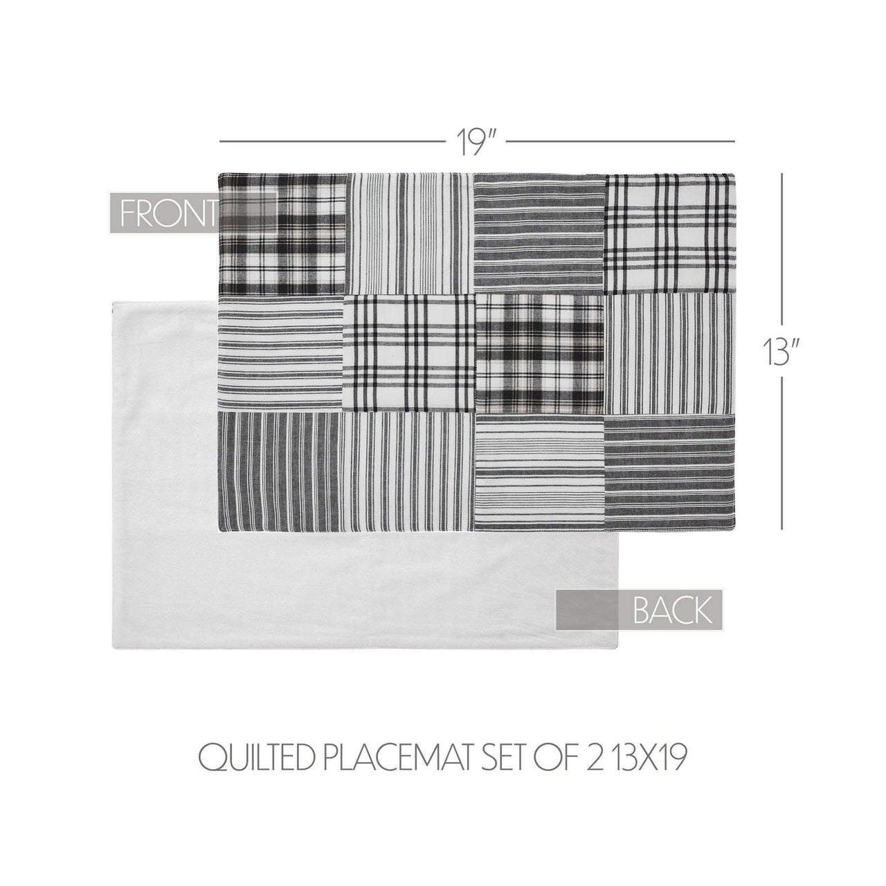 Sawyer Mill Black Quilted Placemat Set of 2 13x19 - The Fox Decor