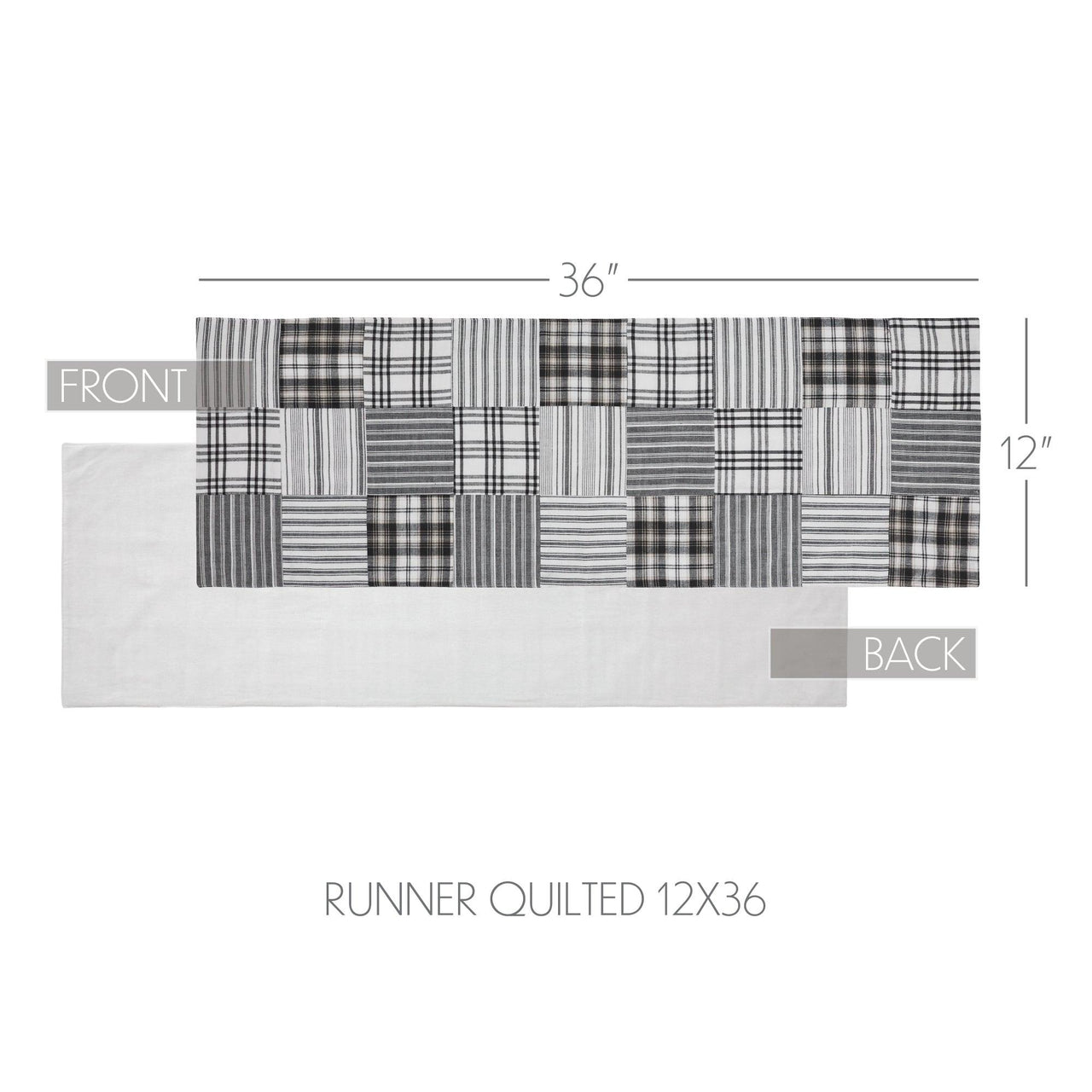 Sawyer Mill Black Runner Quilted 12x36 - The Fox Decor