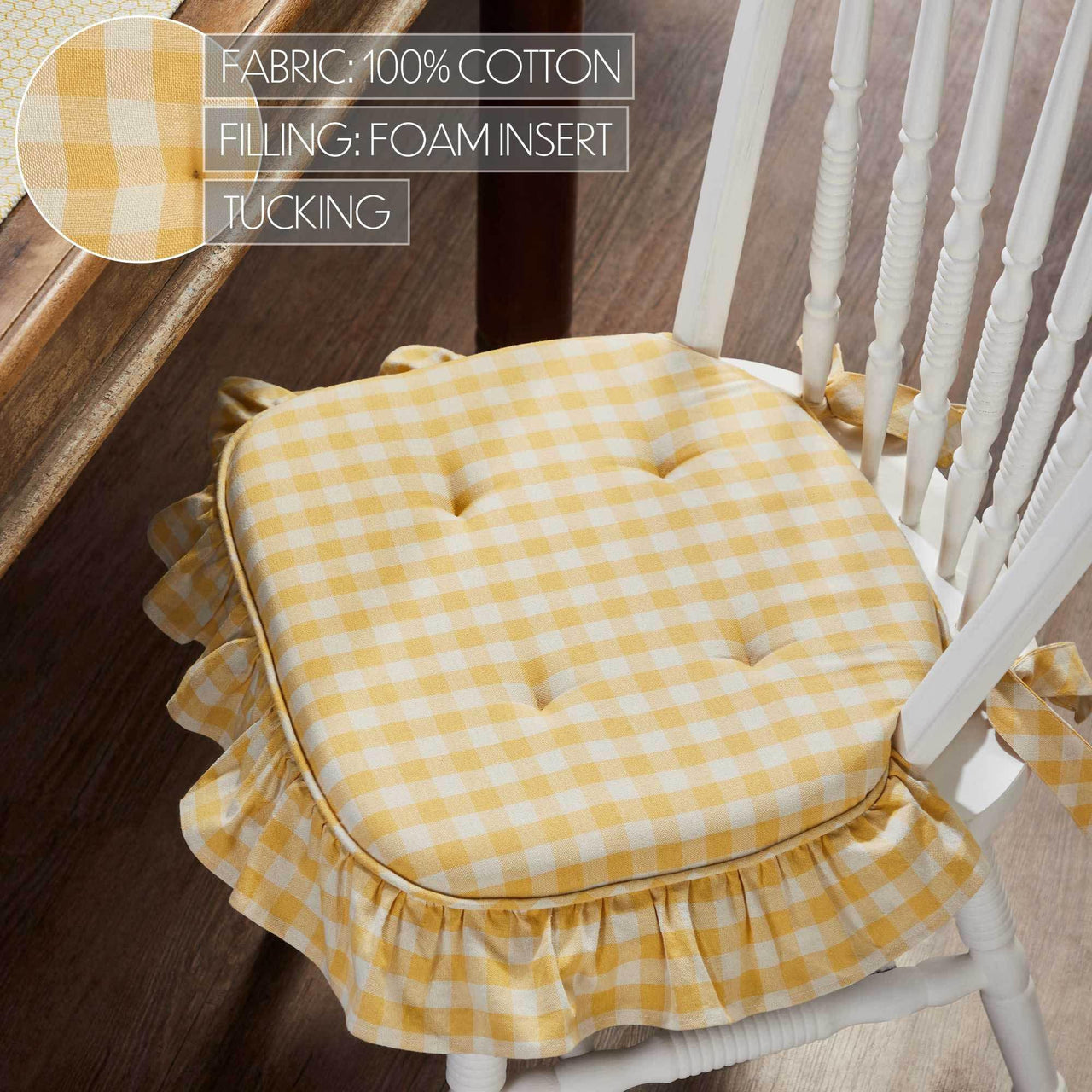 Golden Honey Ruffled Chair Pad 16.5x18 - The Fox Decor