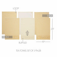 Buzzy Bees Ruffled Tea Towel Set of 3 19x28 - The Fox Decor