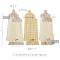 Buzzy Bees Button Loop Tea Towel Set of 3 - The Fox Decor