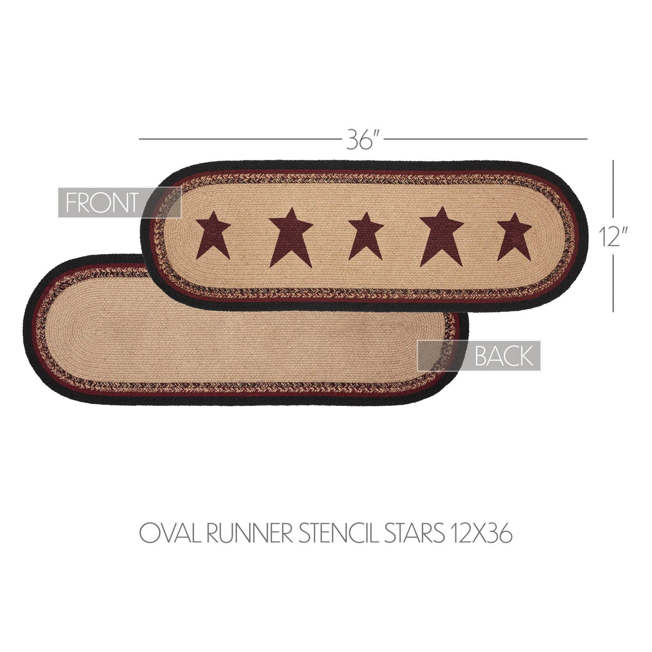 Connell Oval Runner Stencil Stars 12x36 - The Fox Decor