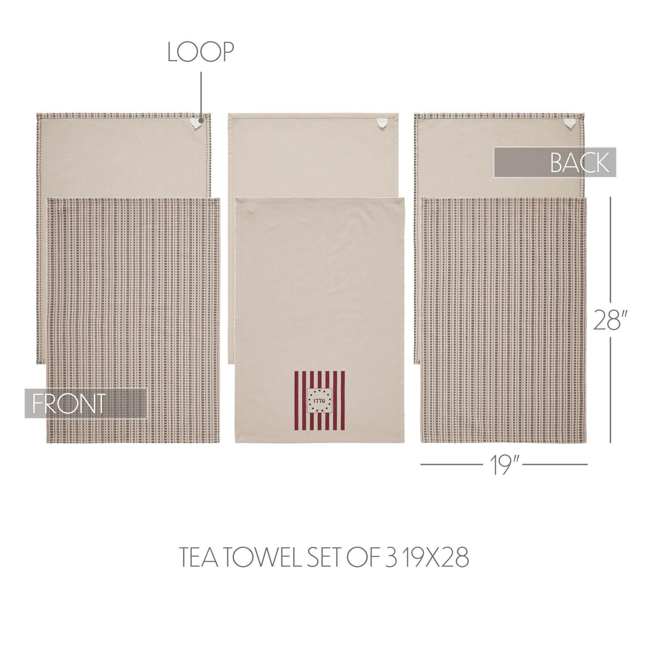 My Country Tea Towel Set of 3 19x28 - The Fox Decor