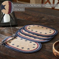 My Country Oval Placemat Stencil Stars Set of 4 10x15 - The Fox Decor