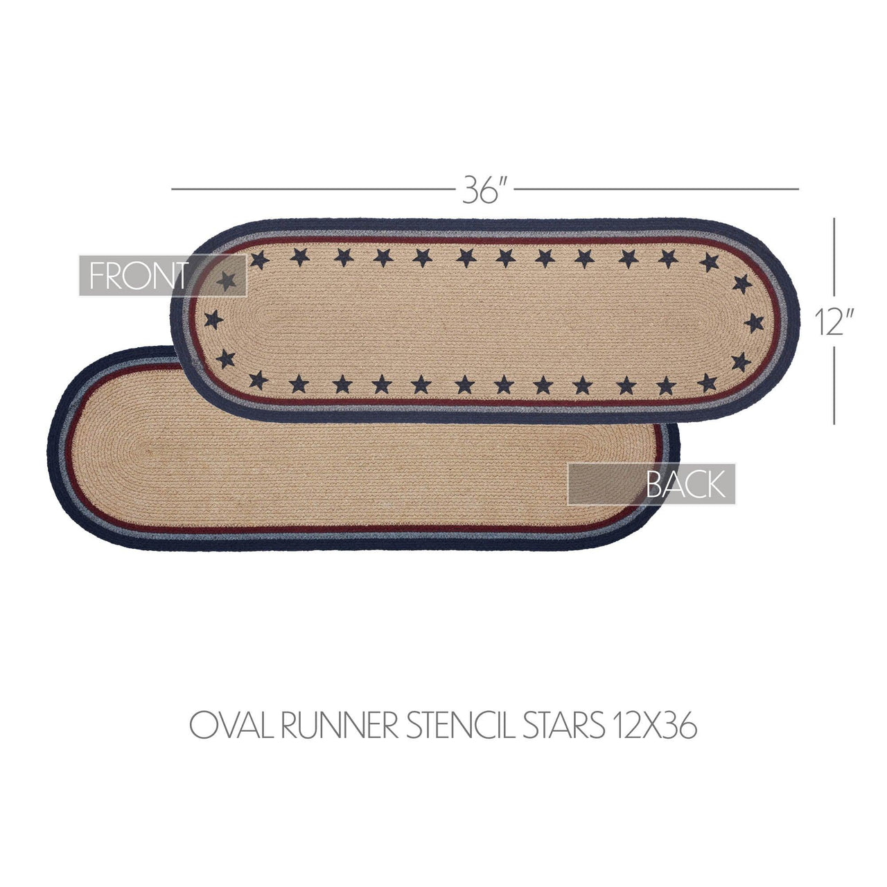 My Country Oval Runner Stencil Stars 12x36 - The Fox Decor