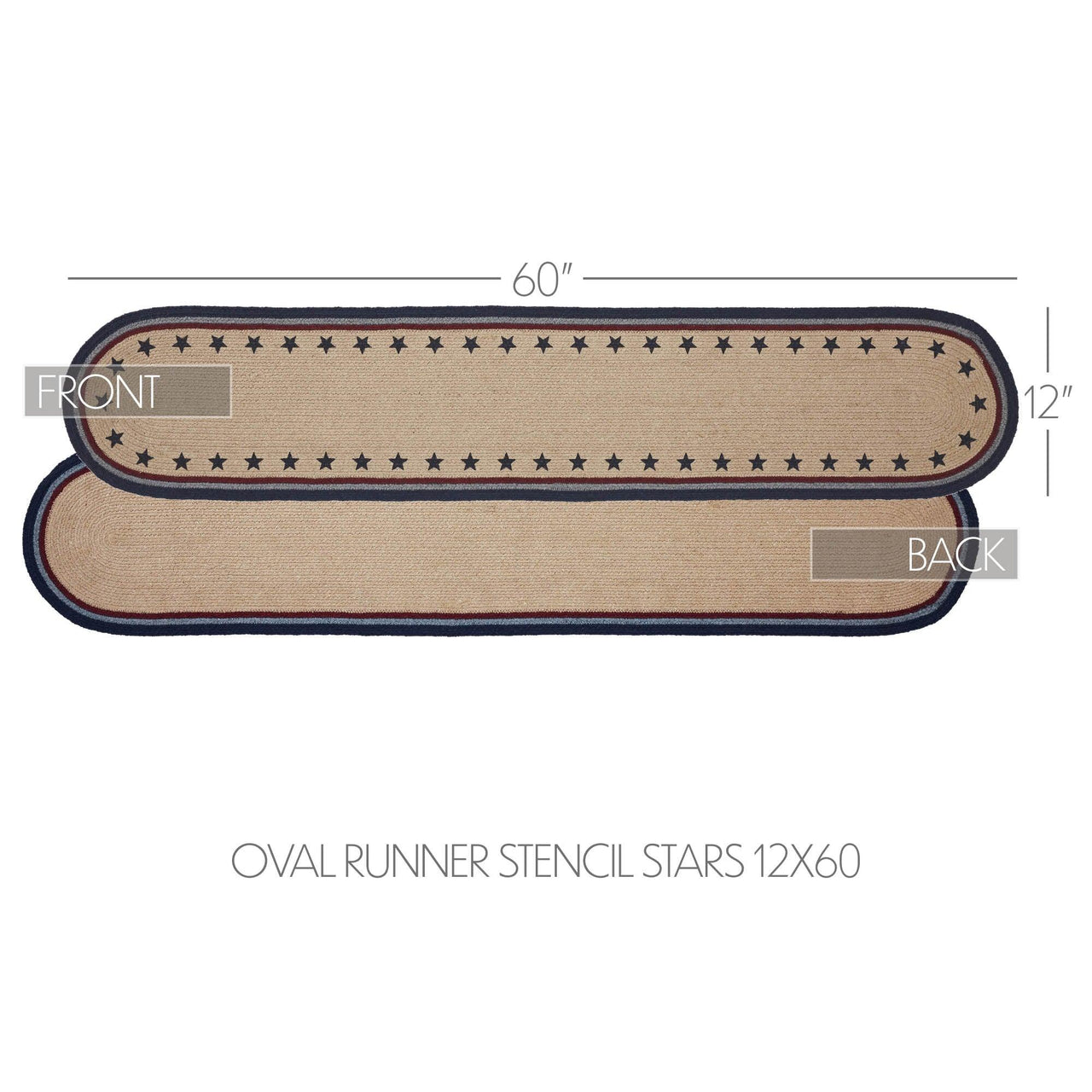 My Country Oval Runner Stencil Stars 12x60 - The Fox Decor
