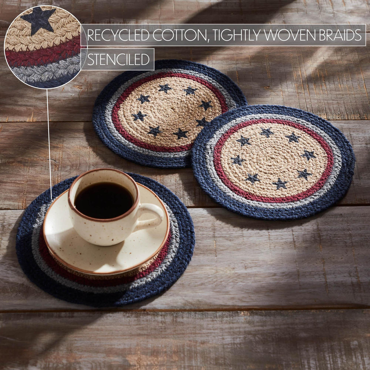 My Country Trivet Stencil Stars 8 inch Diameter Set of 3 - The Fox Decor