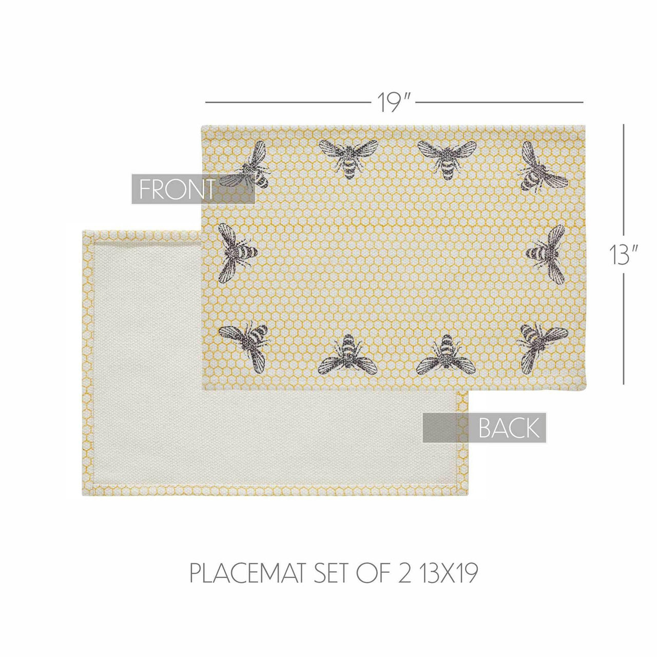 Buzzy Bees Placemat Set of 2 13x19 - The Fox Decor