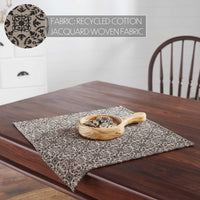 Custom House Black Tan Jacquard Table Topper 20x20 - The Fox Decor