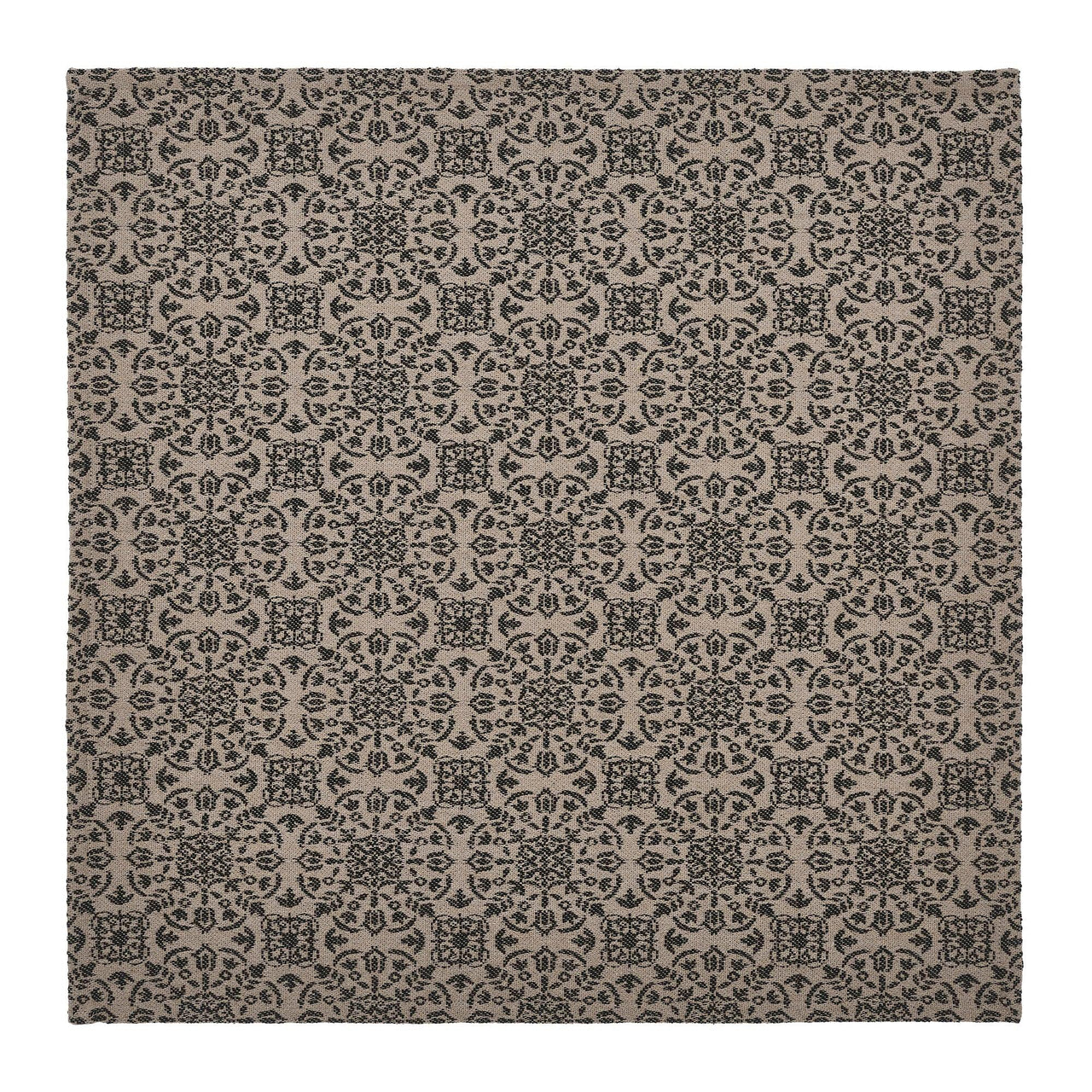 Custom House Black Tan Jacquard Table Topper 20x20 - The Fox Decor