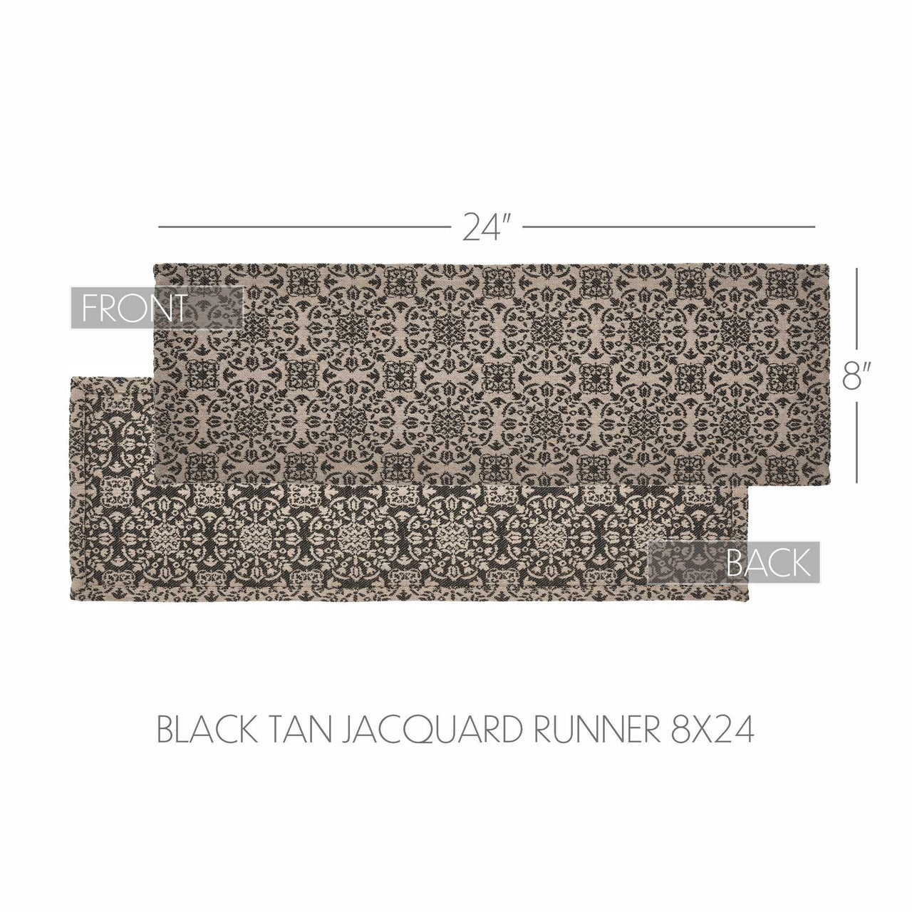 Custom House Black Tan Jacquard Runner 8x24 - The Fox Decor