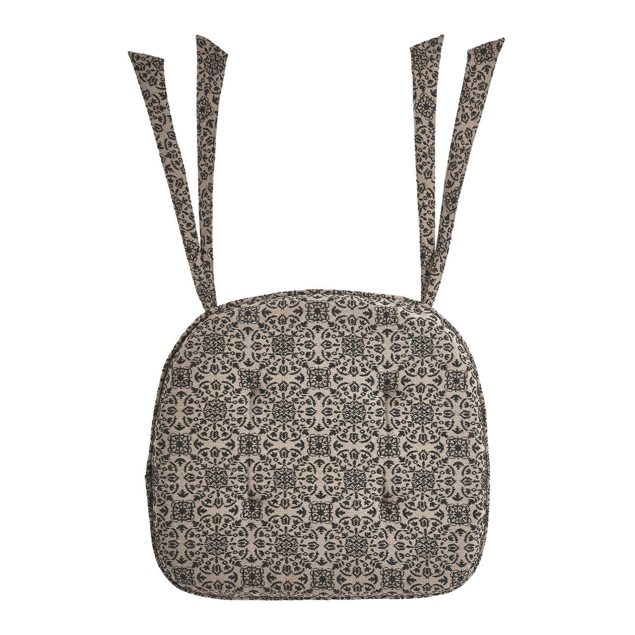 Custom House Black Tan Jacquard Chair Pad 16.5x18 - The Fox Decor