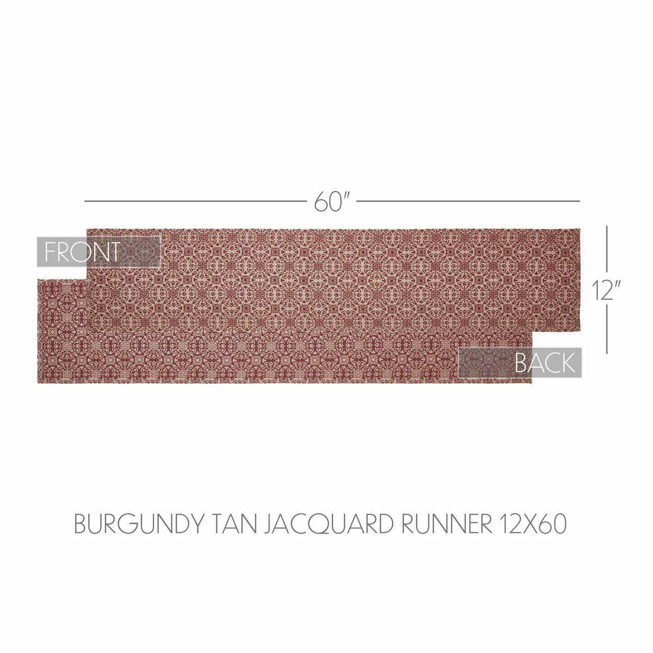 Custom House Burgundy Tan Jacquard Runner 12x60 - The Fox Decor