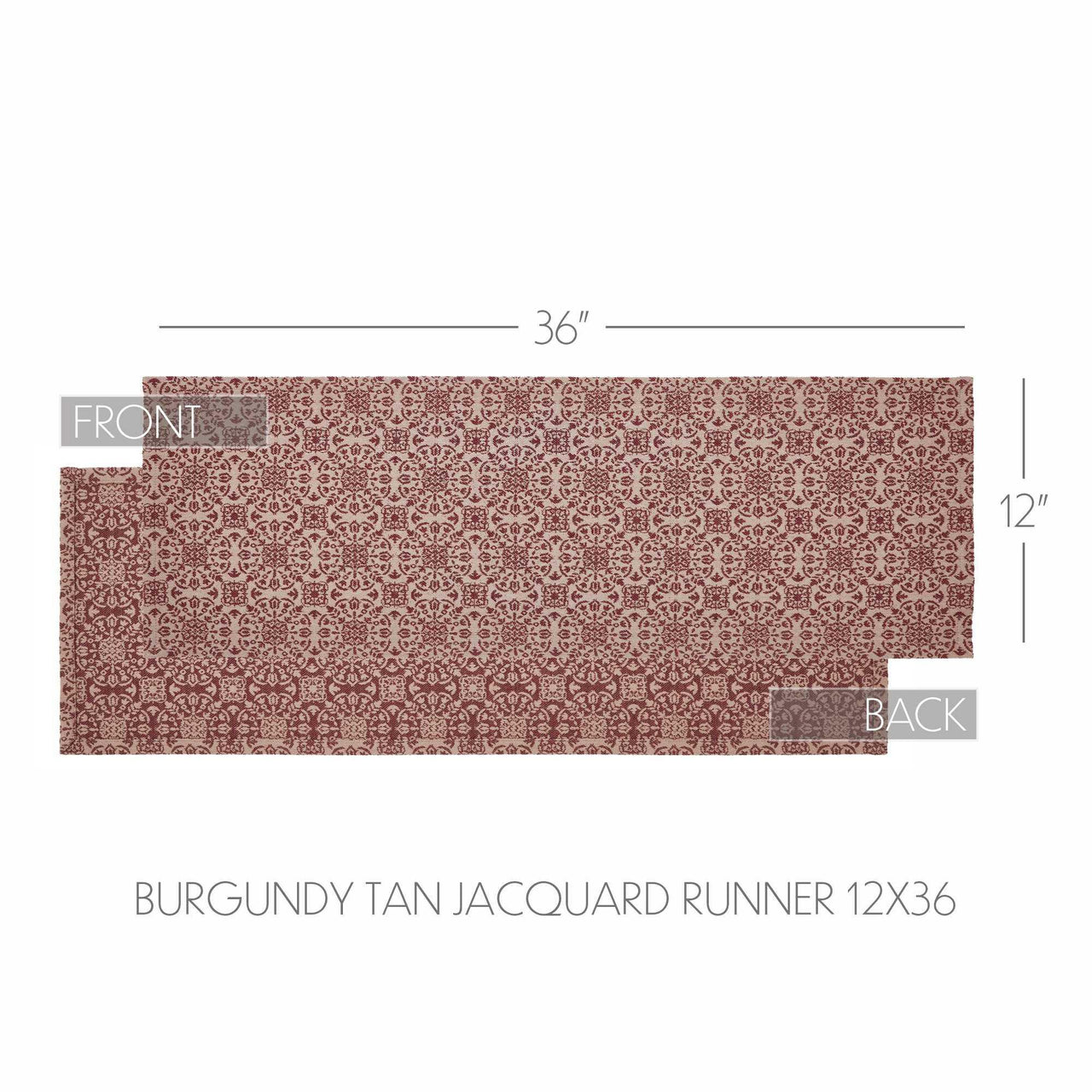 Custom House Burgundy Tan Jacquard Runner 12x36 - The Fox Decor