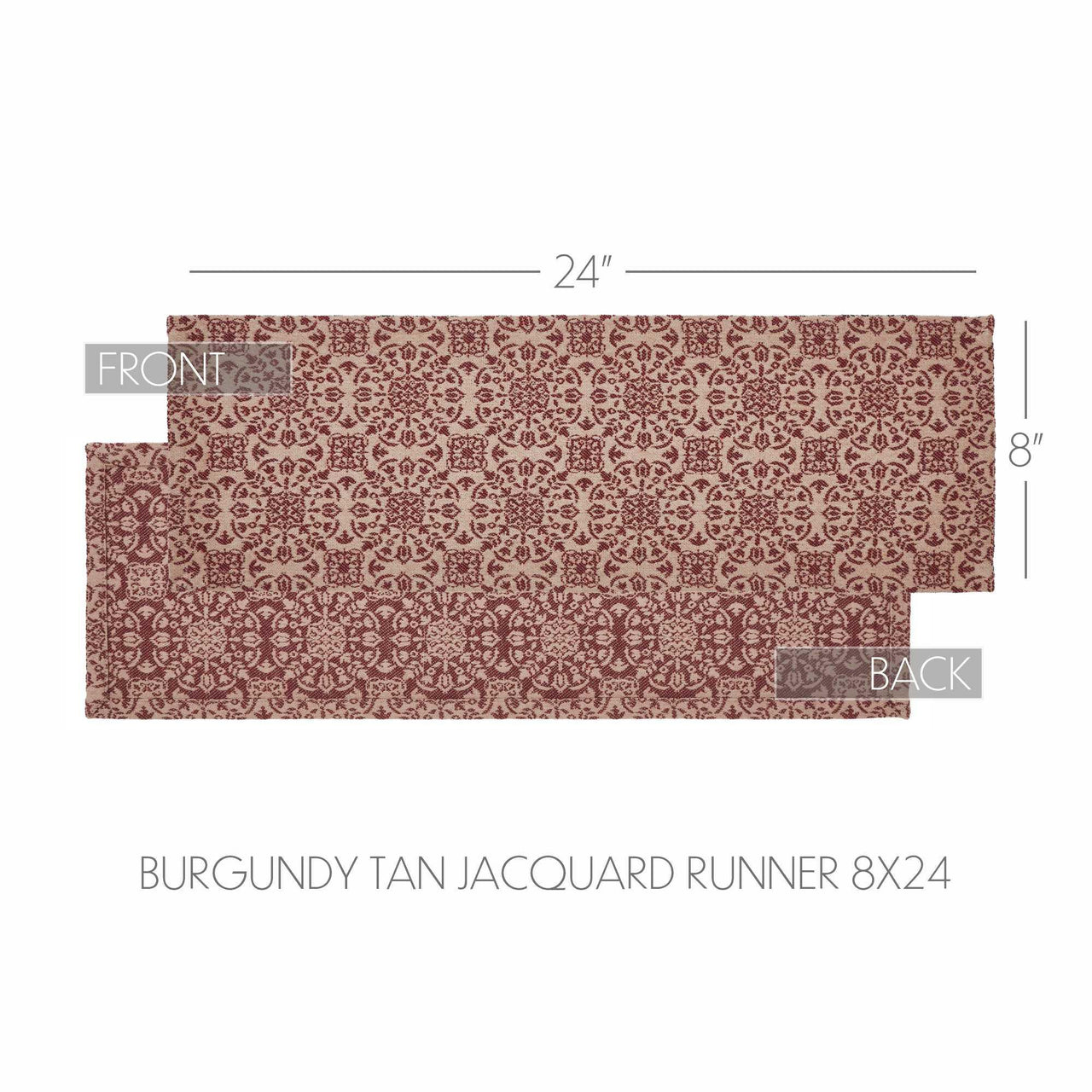Custom House Burgundy Tan Jacquard Runner 8x24 - The Fox Decor