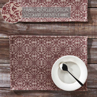 Custom House Burgundy Tan Jacquard Placemat Set of 2 13x19 - The Fox Decor