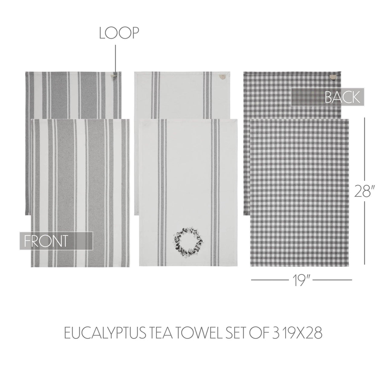 Finders Keepers Eucalyptus Tea Towel Set of 3 19x28 - The Fox Decor