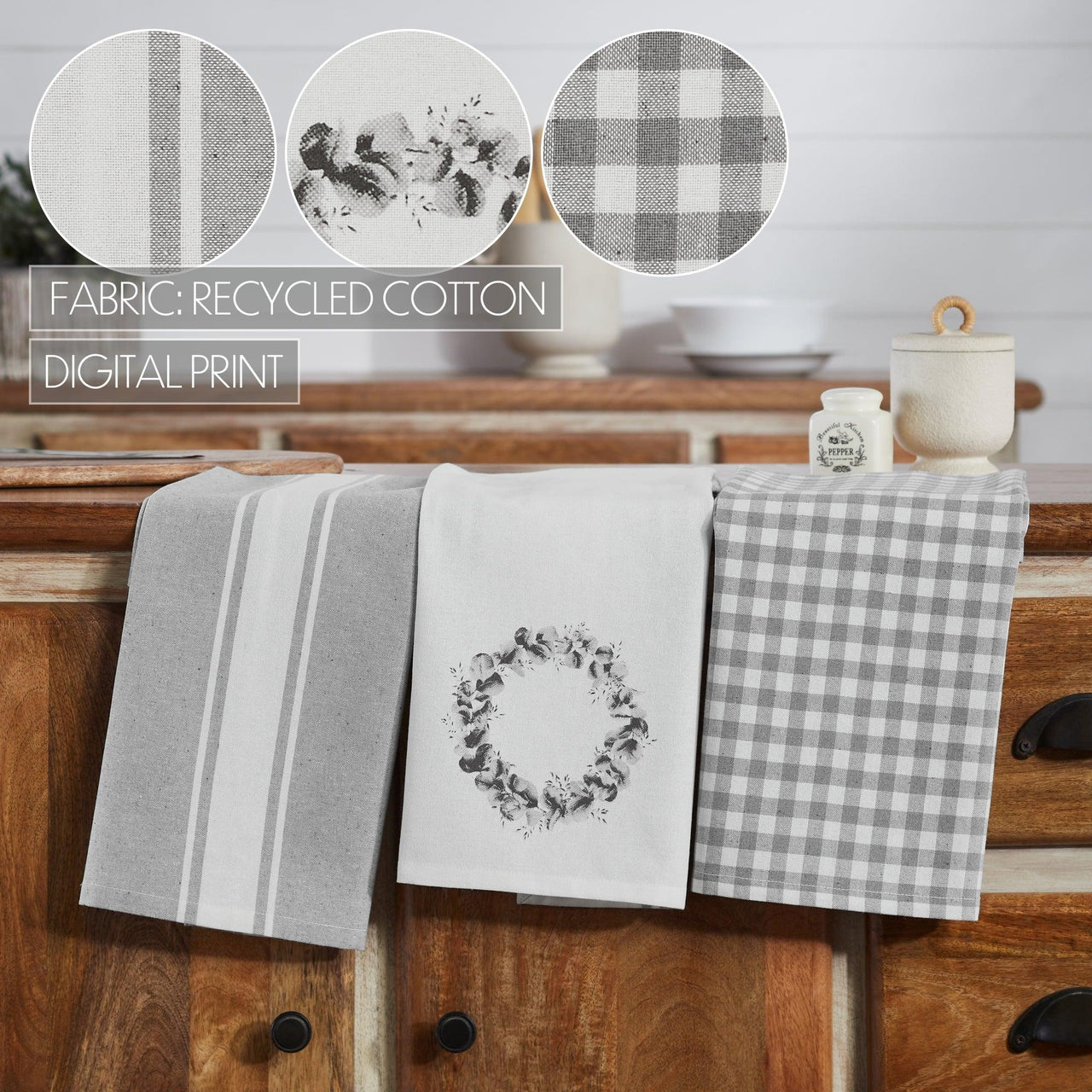 Finders Keepers Eucalyptus Tea Towel Set of 3 19x28 - The Fox Decor